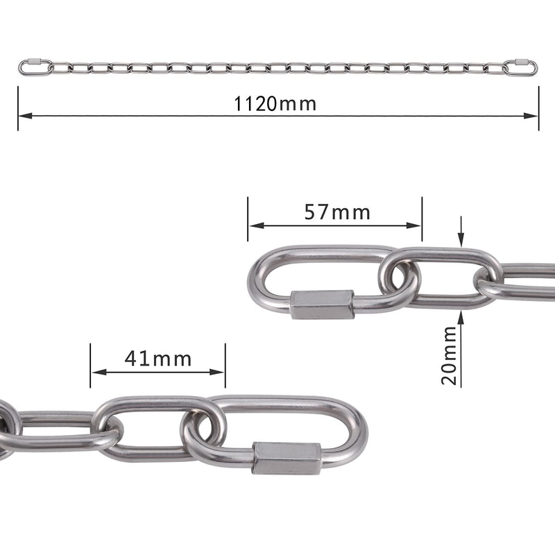 Stainless Steel Link Chain, KWOKWEI 3.28ft Long Metal Chain Link with 2 Locking Snap Hooks, 316 Stainless Steel Chain 5mm Hanging Chain for Yoga Swing Punching Bag
