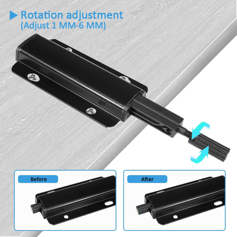 Push to Open Door Latch, 10 Pack Black Magnetic Push Latches, Adhesive Heavy Duty Touch Latch Hardware for Push to Open Cabinet, Magnetic Door Catch for Cabinet Drawer Wardrobe Kitchen Door