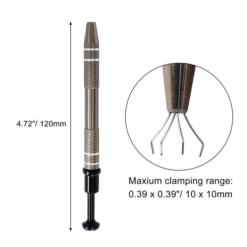 Hordion 4-Claw Pick up Tool Piercing Ball Grabber, Stainless Steel 4 Prongs Jewel Pickup Tool Terp Pearl Grabber for IC Chip Electronic Components Nails Clamping, Gray 1 Pcs