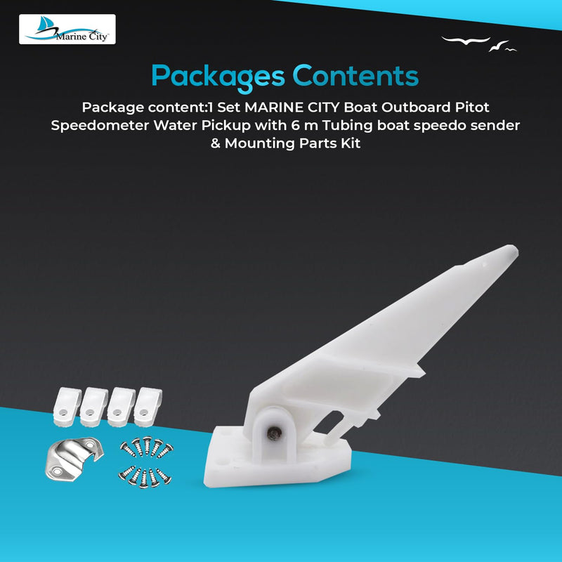 MARINE CITY Boat Outboard Pitot Speedometer Water Pickup Kit Speedo Sender Ensures Accurate Speed Readings for Boaters Includes Mounting Parts