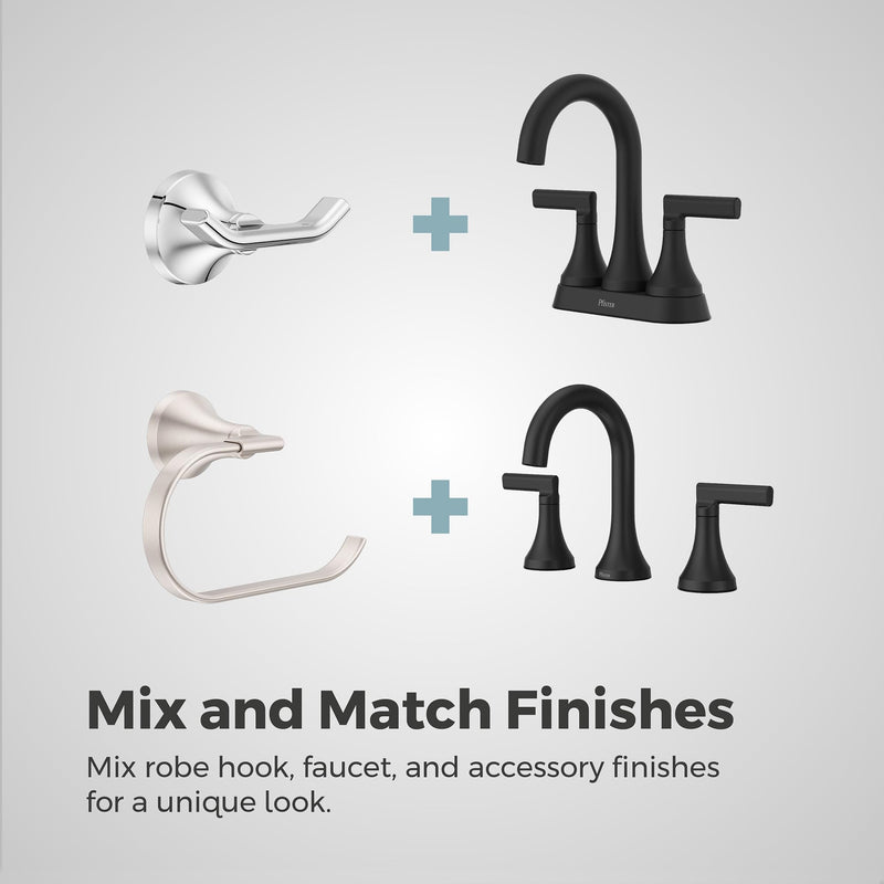Pfister Vedra Towel Hook, Bathroom Towel & Robe Hook, Wall-Mounted, Screw-in, Spot Defense Brushed Nickel Finish, BRHVED0GS