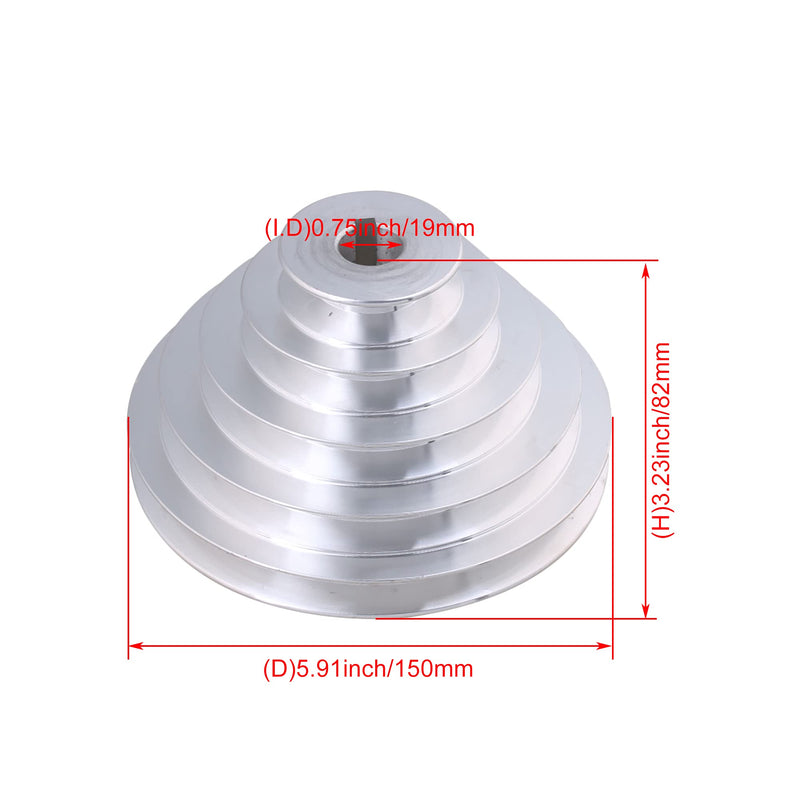 CNBTR 19mm Bore 54mm-150mm Outter Dia Aluminum 5 Slot A Type V-Shaped Pagoda Pulley 5 Step Pulley Belt 12.7mm Belt Width