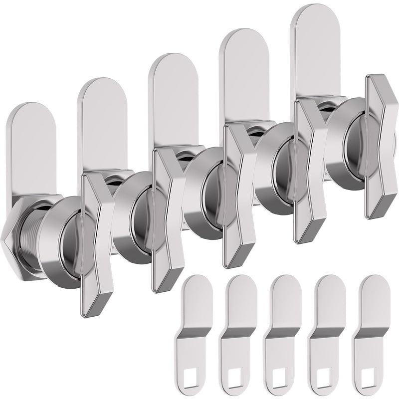 5/8 Inch Thumb Operated Offset Cam Lock, 5Pcs Keyless Compartment Lock for RV, Cabinet Mailbox Drawer Lock Latch, 100% Metal Replacement Lock Cylinder for Storage Door, Camper, Vehicles