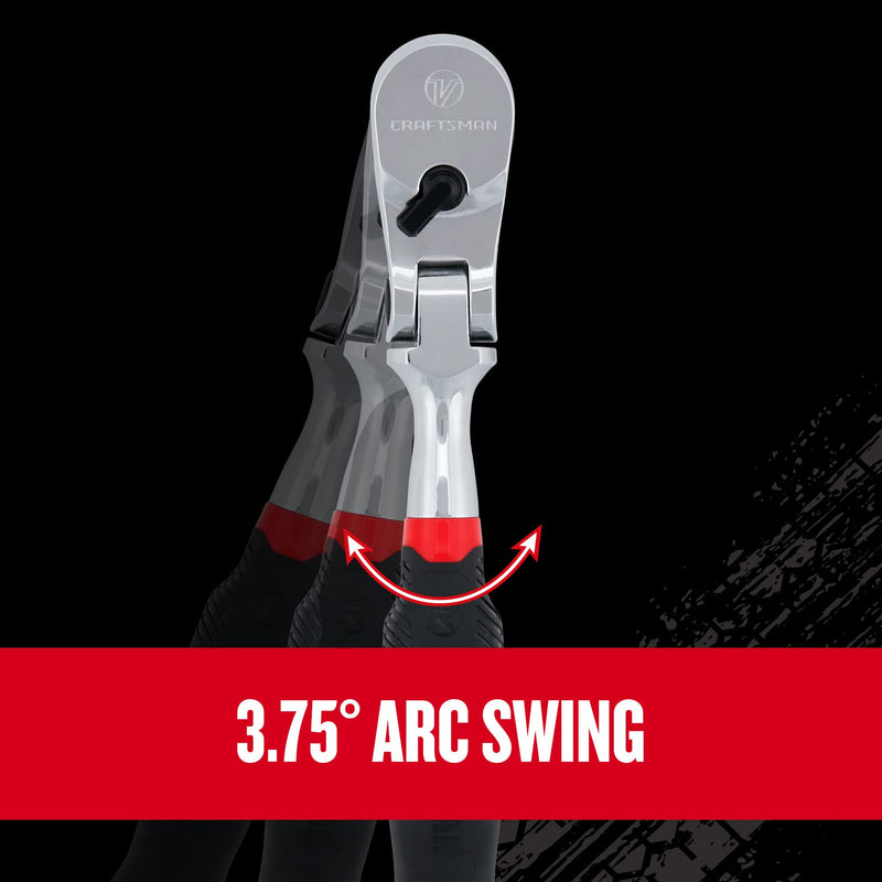 CRAFTSMAN V-SERIES Ratchet, 3/8 Inch Drive, 96-Tooth, Flexible Head Comfort Grip (CMMT86325V)