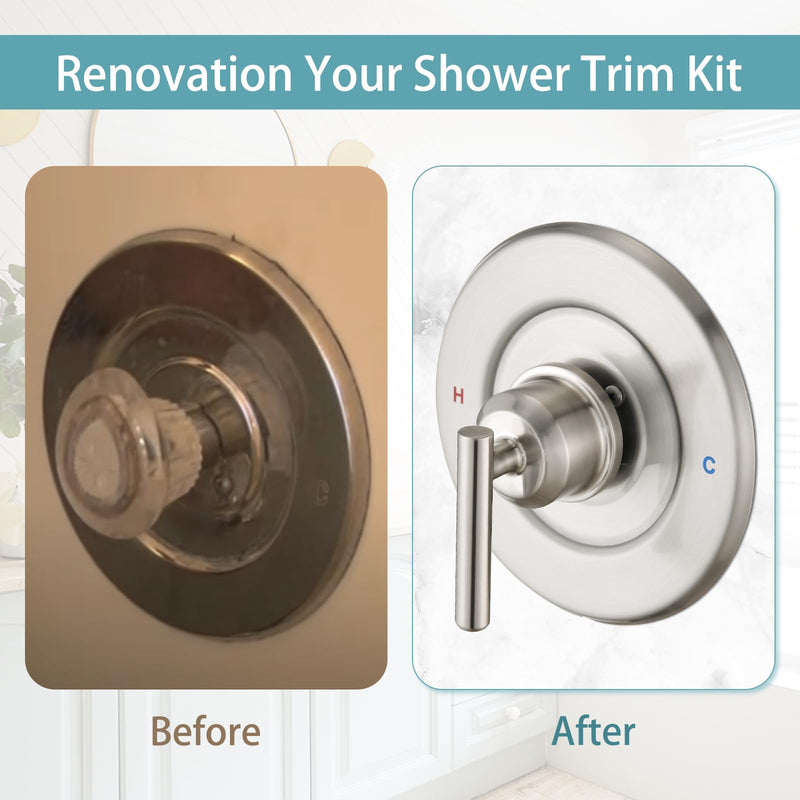 Replacement for Moen Posi-Temp Valve Only Shower Faucet Trim Kit (Valve& Catridge Not Inclued), Volume and Temperature Control Level Handle, Brushed Nickel