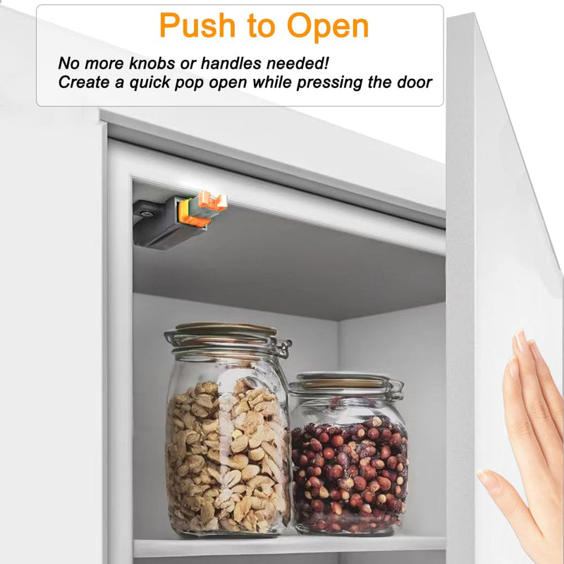 Self-Closing Push to Open Cabinet Hardware CBRIVE 4 Pack Push to Open Door Latch Heavy Duty Push Latches for Hidden Door Push Release Drawer Pull Touch Lock Tip On RV Closet Close Strong Pop Out Gray
