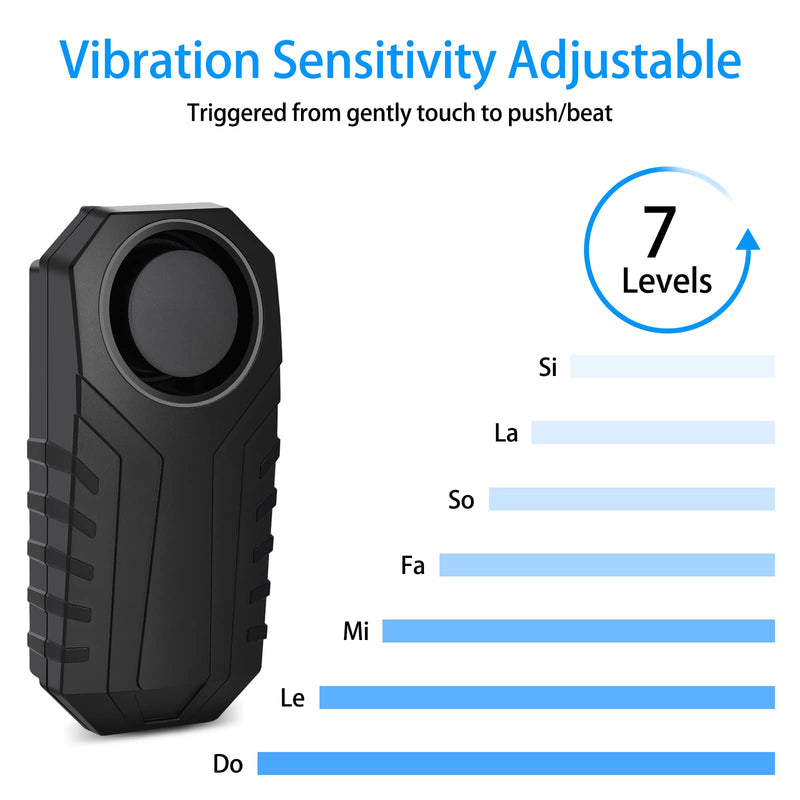 Bike Alarms for Ebikes, 2Pcs Wireless Bike Alarm with Remote, Anti-Theft Bicycle Motorcycle Alarm Wireless Security Vibration Motion Sensor Alarms, IP65 Waterproof Super Loud 113dB 2PK SF22R