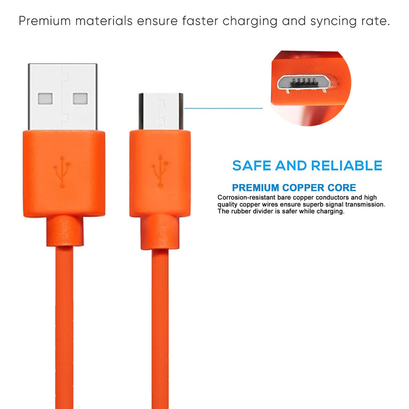 Replacement Fast Wall Charger Charging Cable Power Cord Wire Compatible for Ring Enabled Video Doorbell (2020 Release) 2/3/3 Plus/4, Doorbell Pro/Plus & Camera Doorbell Battery Charging Cable (Orange)
