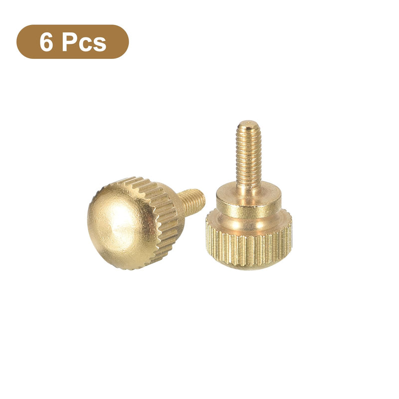 uxcell M3x8mm Knurled Thumb Screws, 6pcs Brass Knurled Thumb Screws Bolts with Shoulder Grip Knobs Fasteners, Brass Tone 6