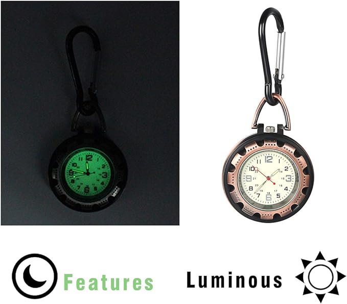 JEWELRYWE Nurse Watch, Luminous Dial, Watch Key Chain, Nasukan, Simple, Backpack, Bag, Pocket, School Bag, Pocket Watch, red - NewNest Australia
