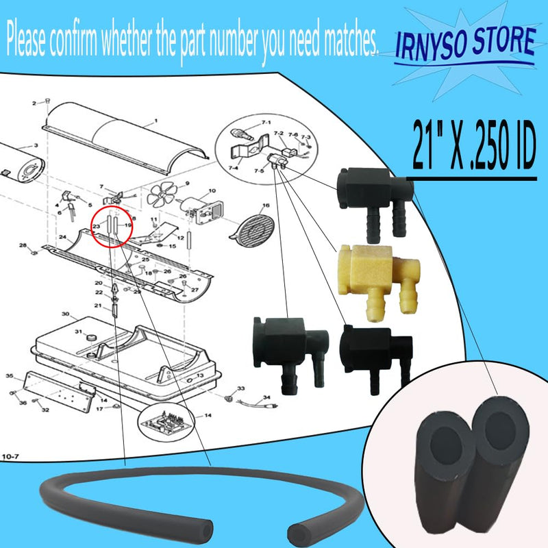 Replacement Heater burner Fuel Line Tube Air Line M50814-03 21" X 0.250 ID Fits Reddy Desa Kerosene Heaters(2pack)