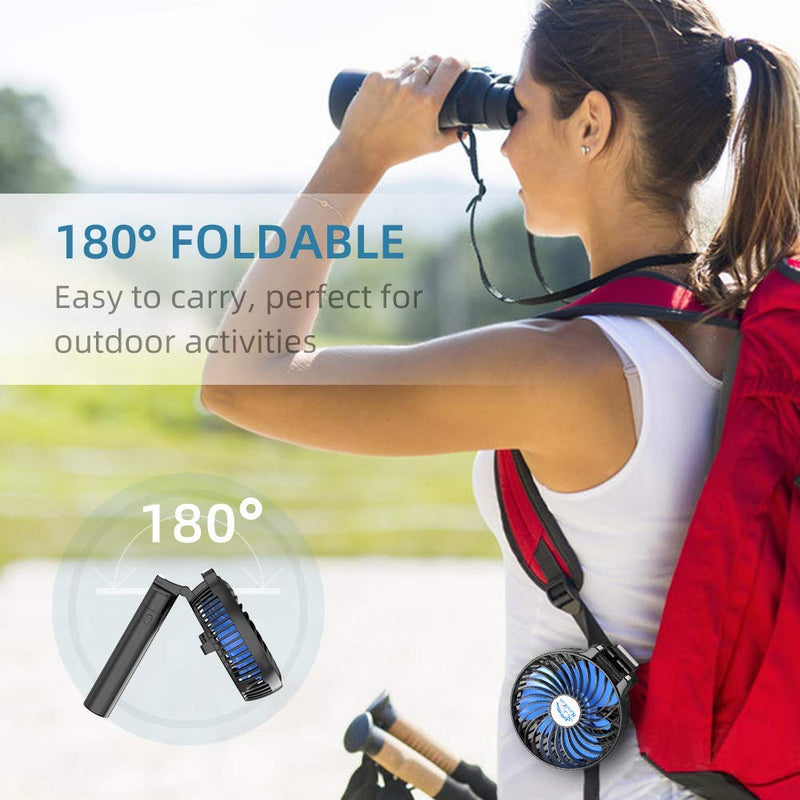 HandFan 10400mAh Powerful Handheld Fan, 40Hrs Long-Lasted Hand Fan Rechargeable, Mini Personal Fans Foldable, Heavy Duty Battery Fans Portable for Travel Beach Concerts Cruise Makeup(Blue Blade) Blue Blade