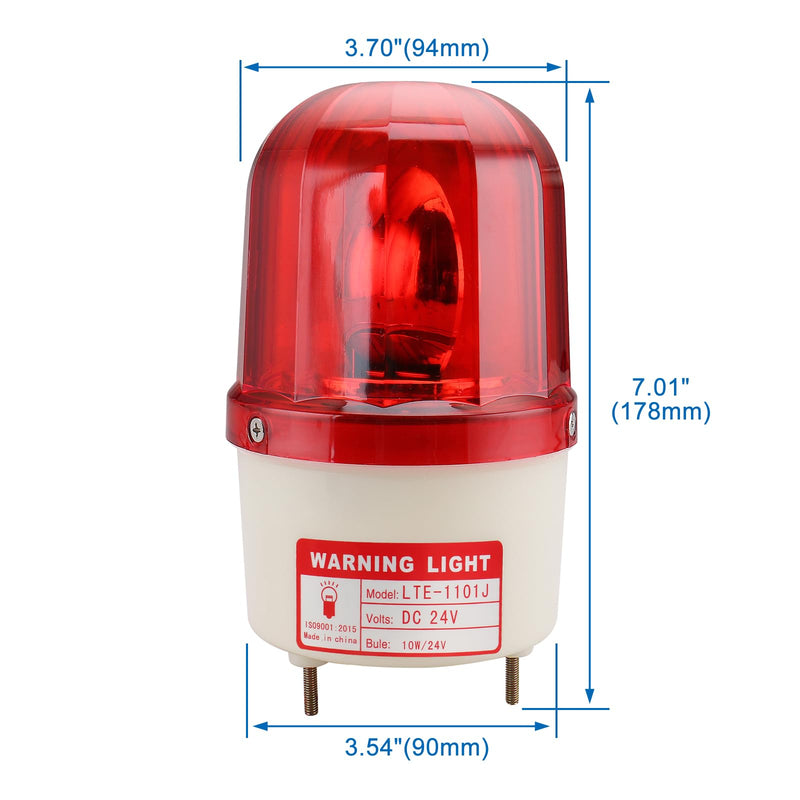 Baomain Warning Lamp Alarm Buzzer LTE-1101J DC 24V 10W Industrial Red Rotary Light