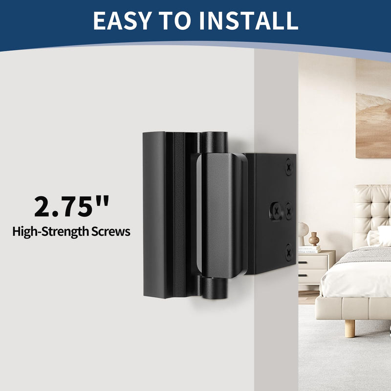 3Pcs Door Reinforcement Lock, Door Locks for Kids Safety, Door Safety Locks from Inside, Withstand 800lbs Force-Enhance Home Security(Black) Black