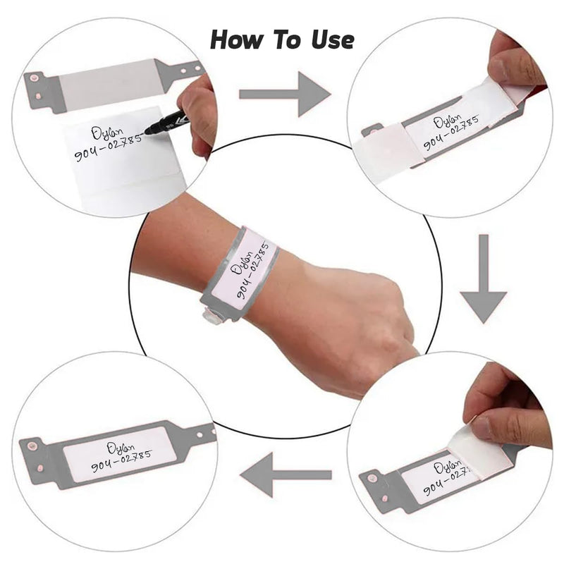 250 Adjustable Medical ID Wristband for Adults & Seniors – Waterproof White Hospital Bracelet – Durable Plastic Wrist Band for Elderly, Patient Use, Caregiver, or Clinic ID Needs (White) 250