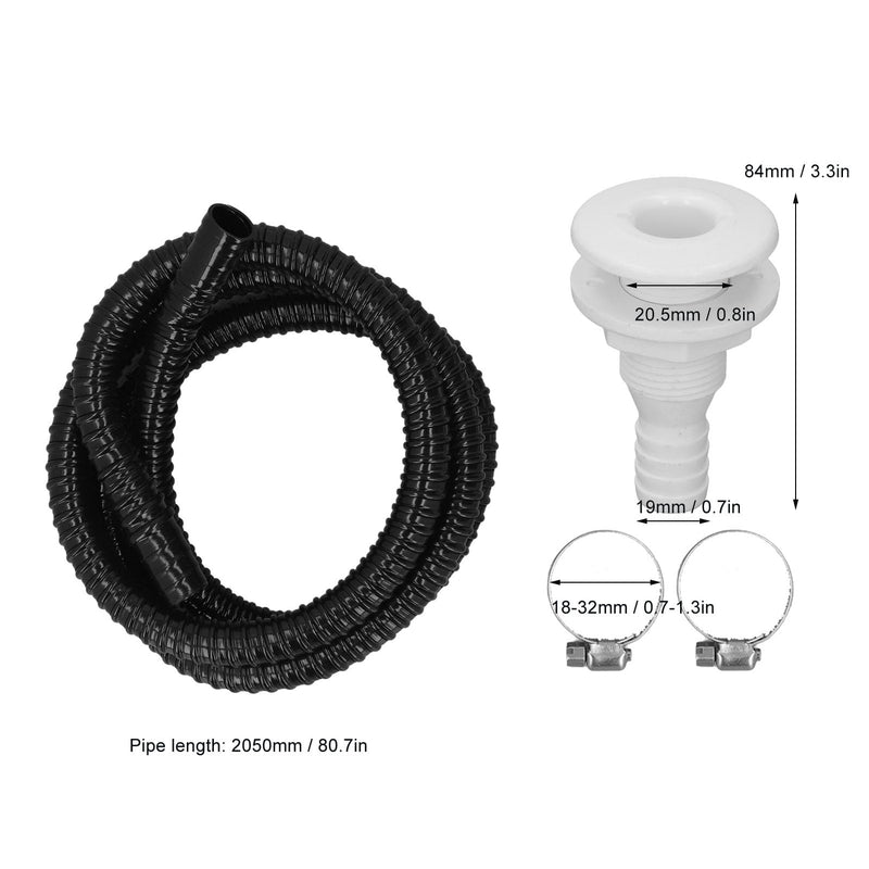 Acouto Bilge Pump Installation Kit Bilge Pump Hose 3/4 Inch 6.7ft Bilge Pump Plumbing Kit with Hose Clamps and Thru Hull Fitting