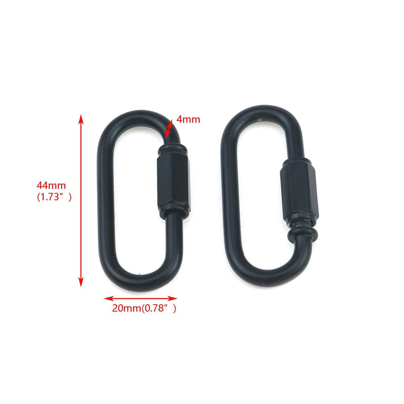 Heavy Duty D Shape Chain Locking, M4 4MM Chain Quick Link Connector- Black (Pack of 6)