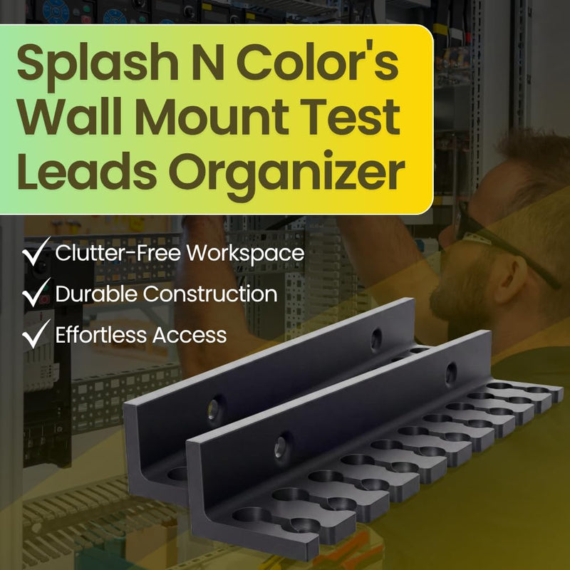 Wall Mount Test Leads Probe Pairs, Banana Cables Organizer for Tidy and Efficient Cable Hangers for Test Leads, Easy Access for Increased Productivity and Lead Management - 2 Pack