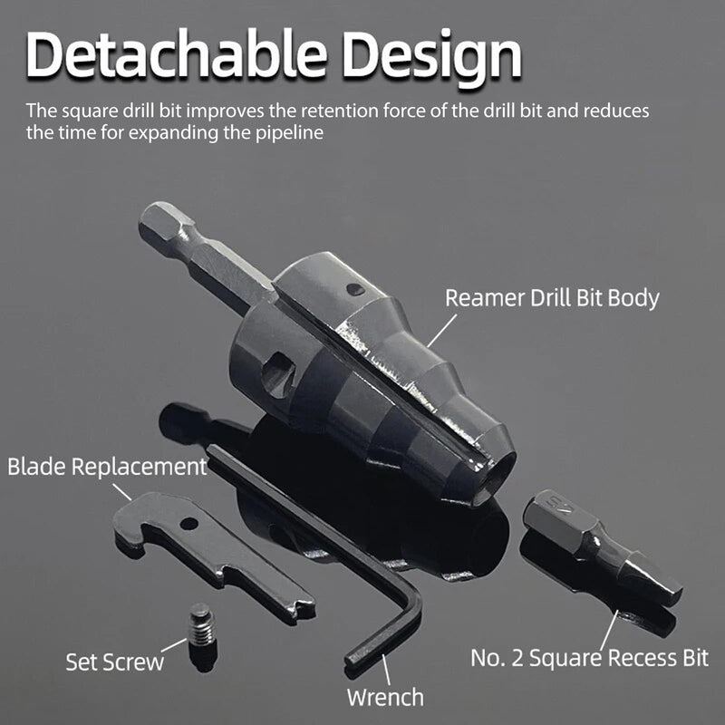 Power Conduit Reaming Tool Kit 1/4 Inch Shank Pipe Reamer with 5 Replacement Blades for Electrical Metal Conduits