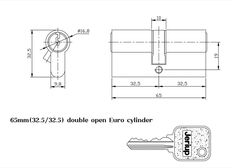 65mm (27.5/10/27.5) Both Side keyed Euro Profile Lock Cylinder with 3 Yale Keys, Both Side Open Copper Lock Cylinder, Anti-Rust Corrosion Resistant Anti-Theft Wooden Door Lock Cylinder