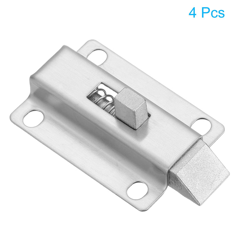 uxcell Spring Bounce Lock, 50mm/2 inch Automatic Spring Loaded Latches Stainless Steel Door Bolt Latch for Gate Window Cabinet Furniture, 4Pcs 4