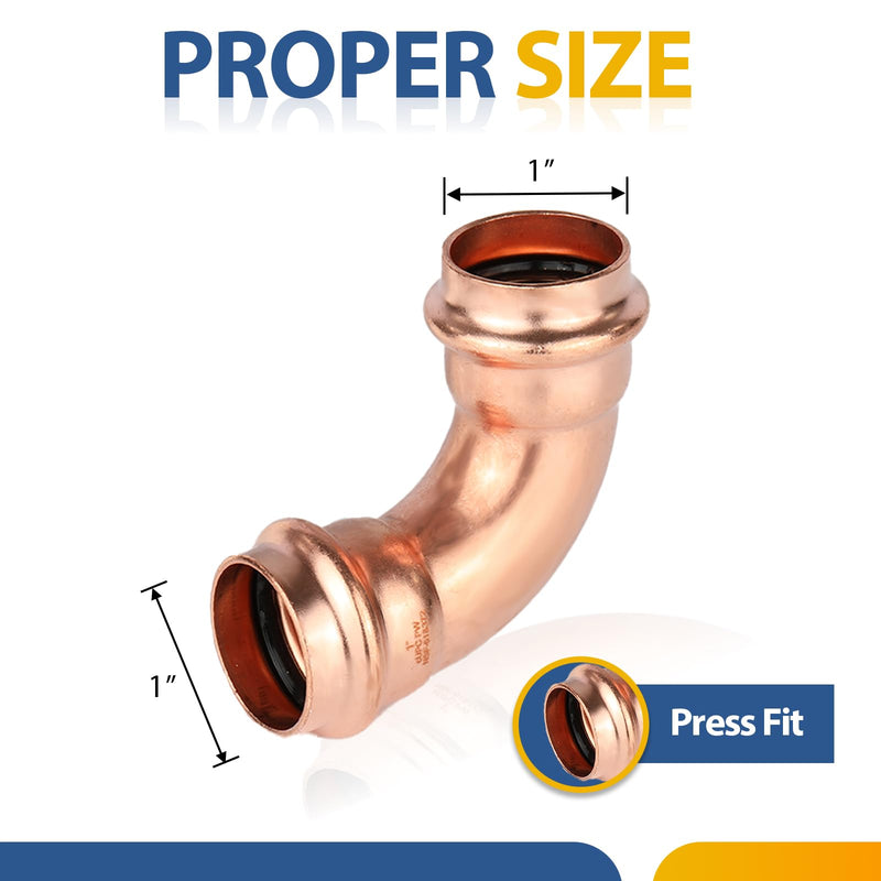 5PACK GUOFIS 1" Copper Press 90 Degree Elbow Fitting(PRESS033-5) 5 1 Inch