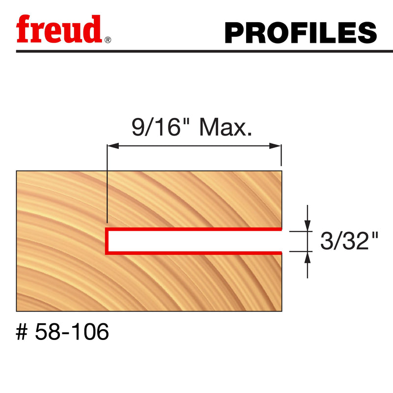 Freud 58-106: 9/16" depth x 3/32" Slot Four Wing Slotting Cutter