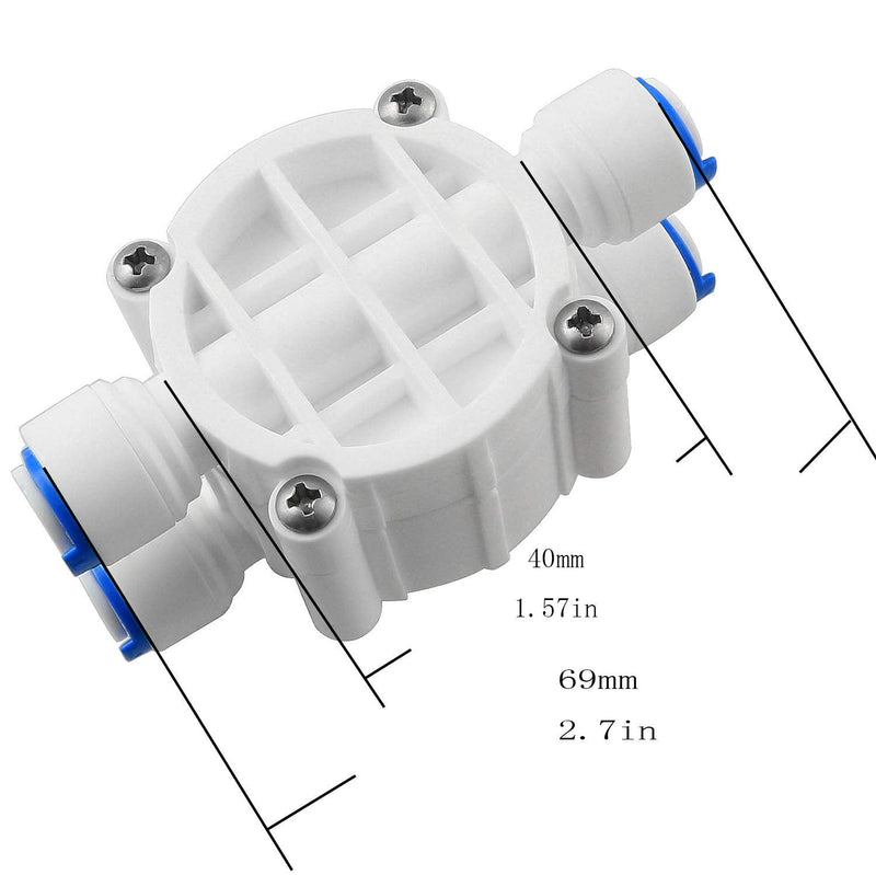 1/4" Tube 4 Way Port Auto Shut Off Valve with Push Fittings For RO Reverse Osmosis Water Filter System