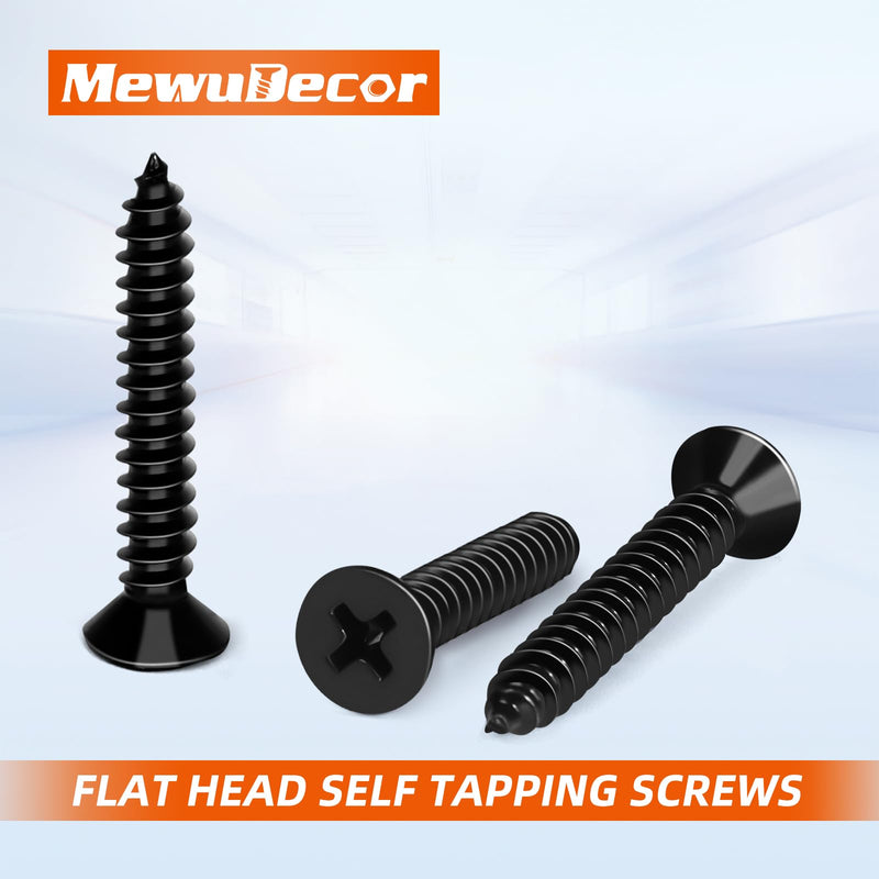 #10 x 1-1/4" Flat Head Wood Screw, Sheet Metal Screws, Stainless Steel 18-8 (304), Black Finish, 100 PCS #10 x 1-1/4"