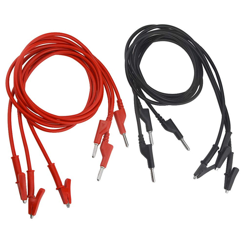 WMYCONGCONG 6 PCS Multimeter Banana Plug to Crocodile Alligator Clip Test Probe Lead Wire Cable 15A with Insulators Clips 3.3ft for Multimeter Electrical Testing