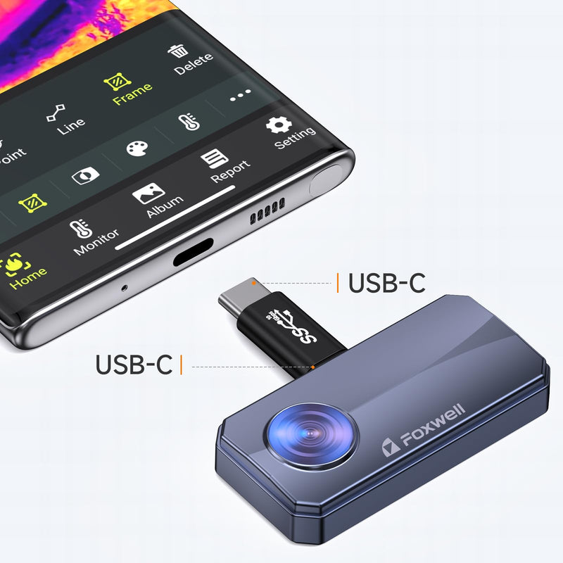 FOXWELL USB-C Male to USB-C Female Extender Adapter for Android Phones with Thick Cases, Compatible with The Android Version of Foxwell RT100 Thermal Imaging Camera for Flexible Inspection