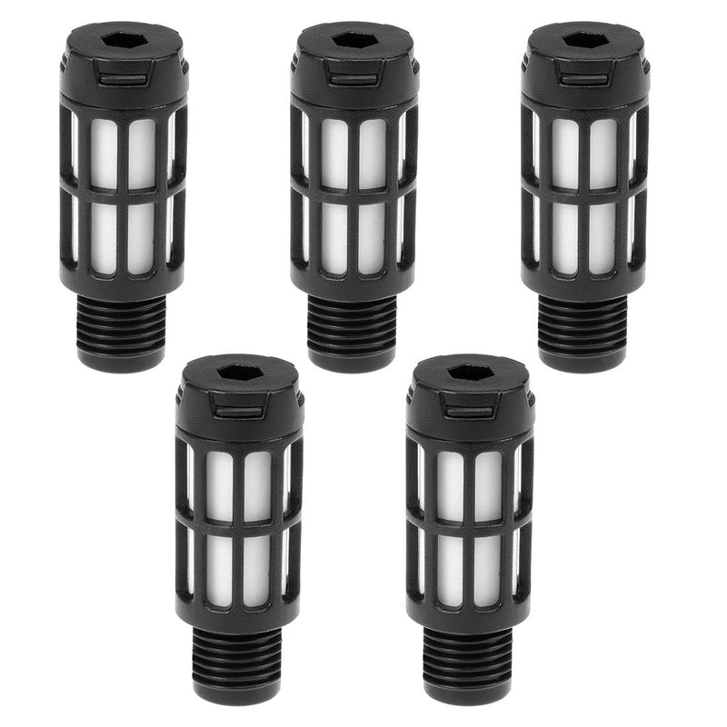 uxcell Plastic Pneumatic Muffler Exhaust Air Line Silencer Smaller 1/4 PT Black, 5pcs