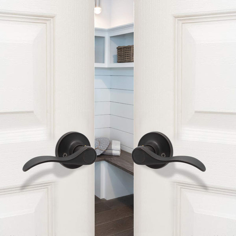 Gobrico Pack of 4 Wave Style Single-Side Dummy Door Levers Right and Left Handed Door Handles Oil Rubbed Bronze Finish 2 Pack