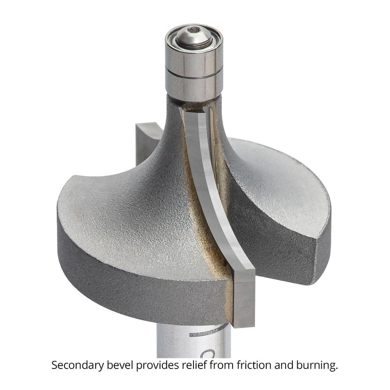 Micro-Bearing Round Over Router Bit, 1/4SH, 3/8" Radius, 2-Flute, Mini 3/16" Bearing for Small Radius Roundovers and Edge Breaking, USA Made - US223718RO 3/8 radius