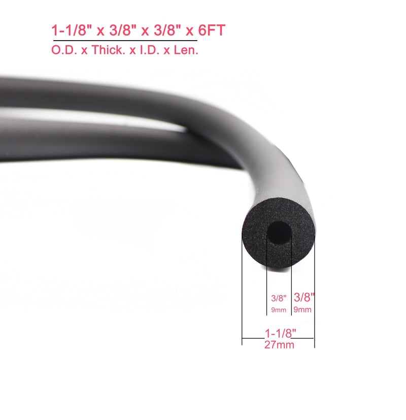cSeao Pipe Insulation Foam Tube (3/8" x 3/8" x 6FT),3/8" ID Pipe Insulation Foam Tube,AC Uint Foam Tubing, Guitar Stand Foam Tube, Hollow Pipe Cover,Exercise Machine Handle Protector and Roof Rack 3/8" x 3/8" x 6FT