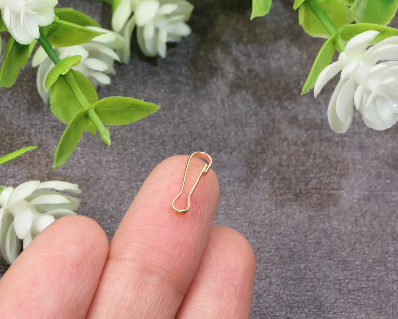 Mini Skater 0.51" Mini Metal Spring Hooks, Tiny Stainless Steel Lanyards Snap Clip Hooks, Keyring Accessory for Purse,Curtains,Jewelry Ring Craft and ID Card Key Chain Clip Parts(Light Gold, 300Pcs)