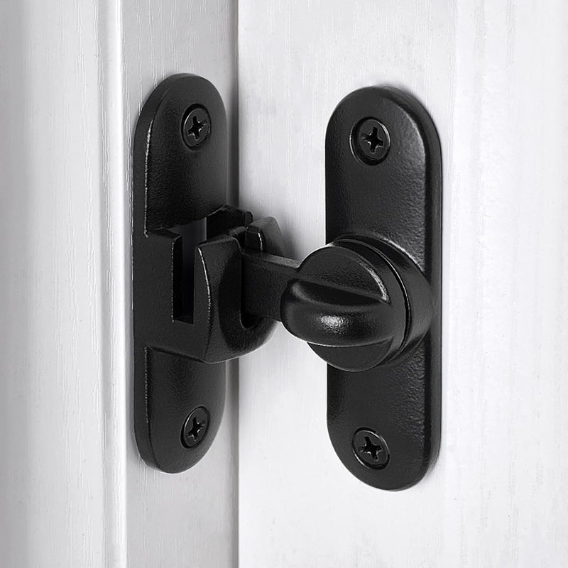 Matte Black 90/180° Barn Door Latches，Right Angle Door Lock,Zinc Alloy Flip Latch for Cabinets, Barn, Bathroom,Windows, Gardens, Cabinets and Small pet Cages Matte Black 1