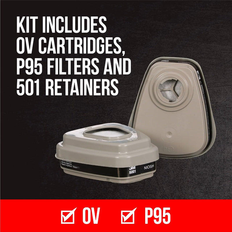 3M P95/OV Paint Project Quick Latch Reusable Respirator 6502, Medium, 1-Kit 1 Count (Pack of 1) With Quick Latch
