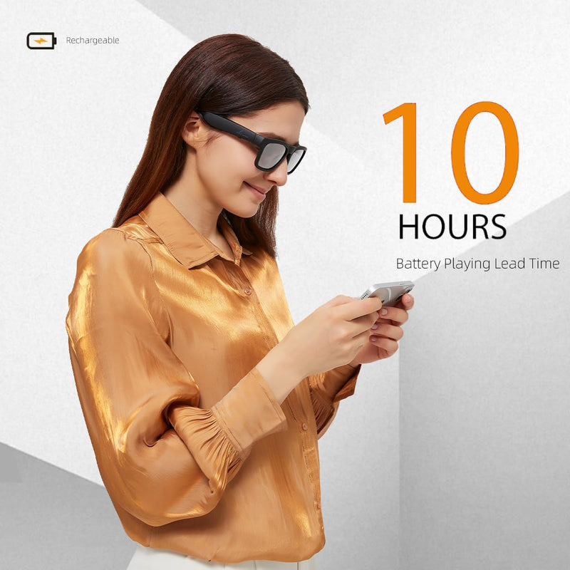 OhO sunshine, Polarized Sunglasses with Bluetooth Speaker, Open Ear Audio, Athletic/Outdoor UV Protection and Voice Control Black Blue Light