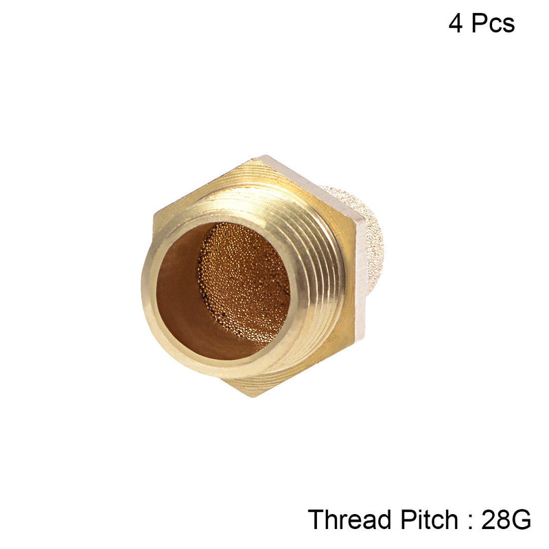 uxcell 1/8 PT Sintered Bronze Exhaust Muffler with Brass Body Protruding 4pcs