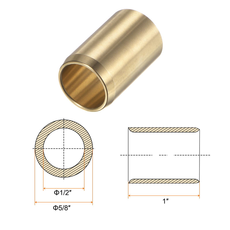 HARFINGTON 2pcs Sleeve Bearings 1/2" Bore 5/8" OD 1" Length Wrapped Oilless Bushings Brass Alloy for Transmission Conveyor Systems 1/2" x 5/8" x 1"