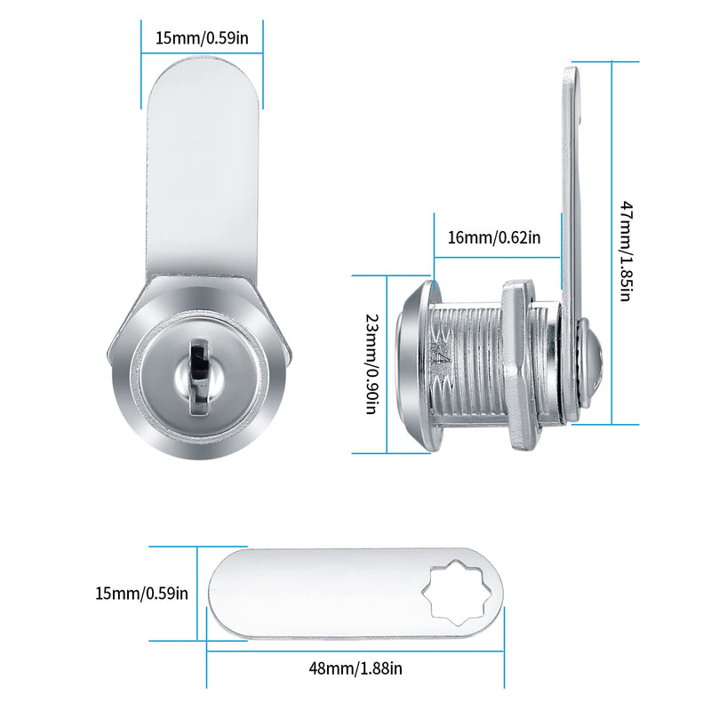 6pcs Cam Lock Same Key (1 Key Opens All Locks), File Cabinet Cylinder Cam Lock, 5/8 Inch Keyed Cam Lock, for Secure File Drawer Mailbox RV Camper Door Storage Toolbox Replacement Lock