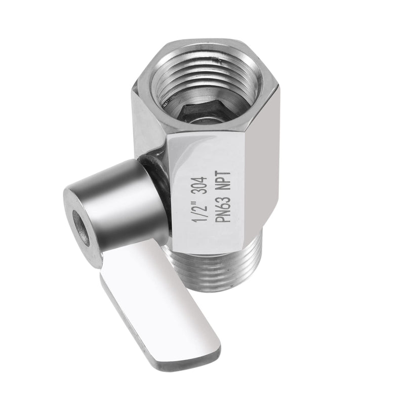 Shower Head Shut Off Valve, 304 Stainless Steel Mini Ball Valve NPT Thread(1/2" Male x 1/2"Female),Shower Head Flow Control Valve,Water Flow Control Valve（1 Pack） 1 Pack 1/2" NPT Shut Off Valve