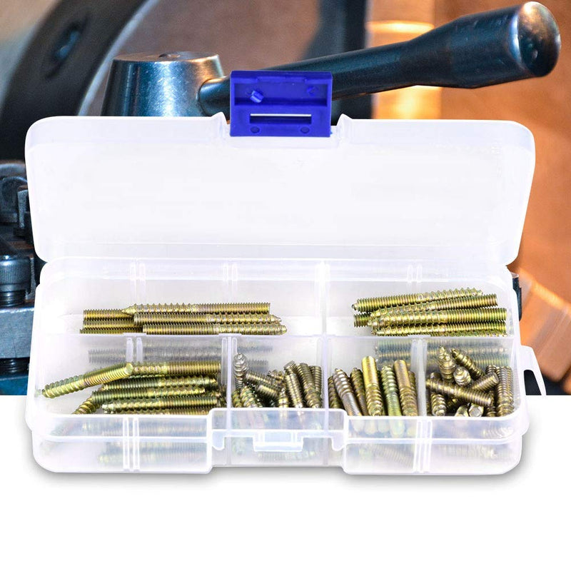 M4 Hanger Bolts, 110pcs 16/20/25/30/35/40mm Double Headed Bolts Wood Dowel Screw Self-Tapping Screw 4mm Hanger Bolts for Wood Joint Furniture Legs
