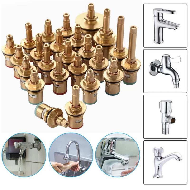 Faucet Ceramic Cartridge Valve, G1/2" Brass Tap Ceramic Disc Cartridges Replacement for Hot Cold Water (Type F2- H49mm) Type F2- H49mm