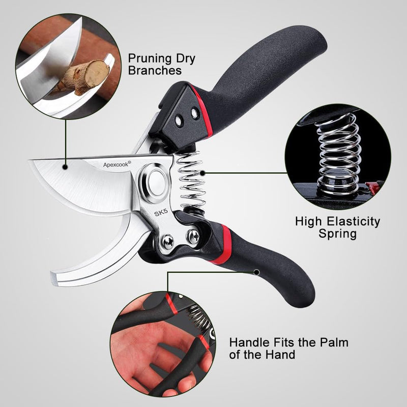 Garden Shears, Handheld Pruning Shears for Heavy Duty, Ergonomic Gardening Tools for Pruning Branches, Plants, Shrubs and Vines, Professional Sharp Garden Scissors (Classic Garden Shears) Classic Garden Shears