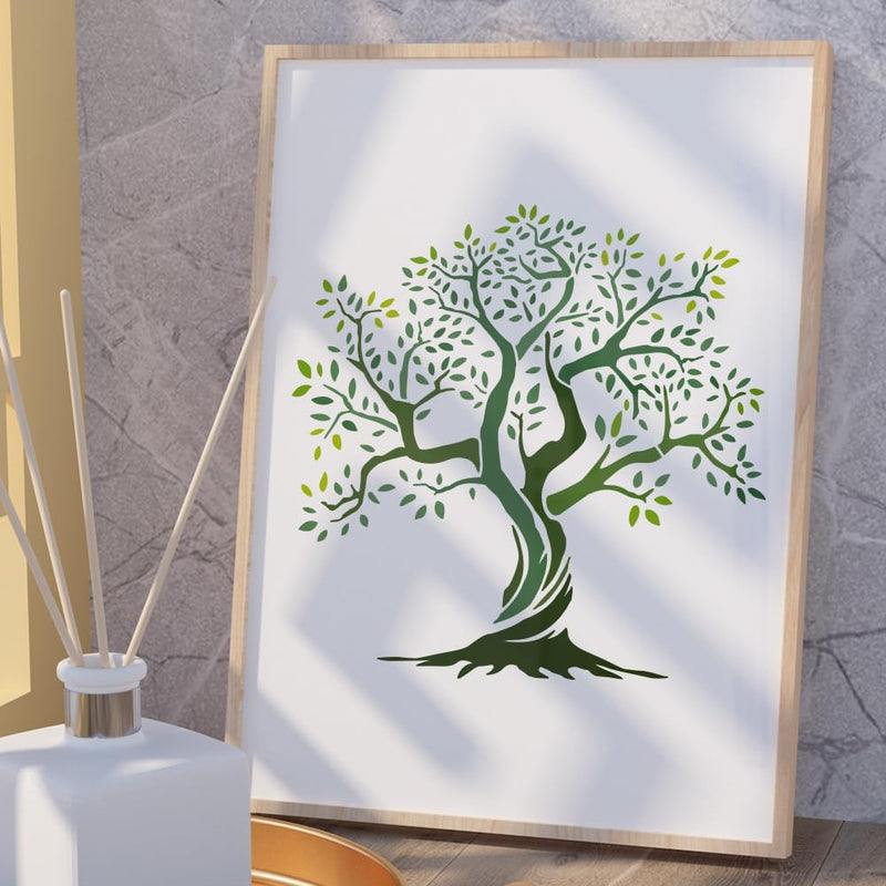 Yggdrasil Tree of Life Wall Stencil Template 11.8 x 11.8 Inch Reusable Plastic Tree Stencil for Painting on Wood Wall Floor Fabric Glass Furniture, Tree DIY Home Decor Or Craft Stencil Tree of Life A