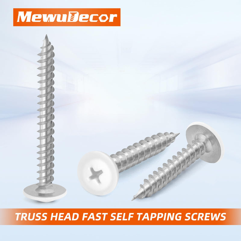 #8 x 1/2" Truss Head Fast Self Tapping Screws, Alloy Steel Wood Screws, White Head, 100 PCS #8 x 1/2"