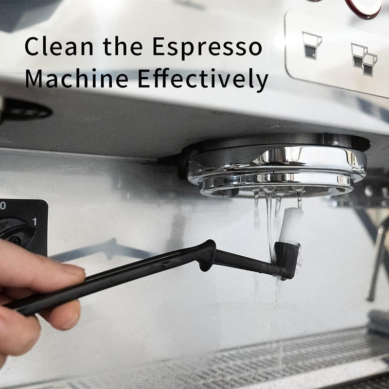 watchget Coffee Machine Cleaning Brush Set, 2 Pieces Espresso Cleaner Brushes with Spoon, Nylon Group Head Espresso Machine Cleaning Tool 2 Brushes