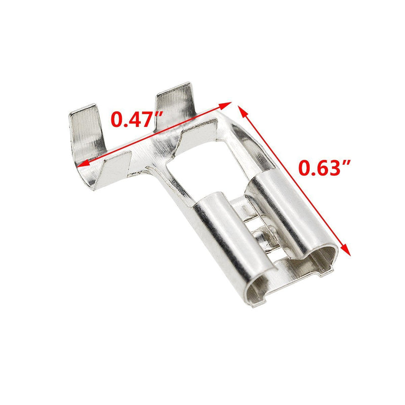 YXQ 6.3mm Crimp Terminal Spade Connector w Cover Right Angle L Type Silver (50 Pcs) 50 Piece